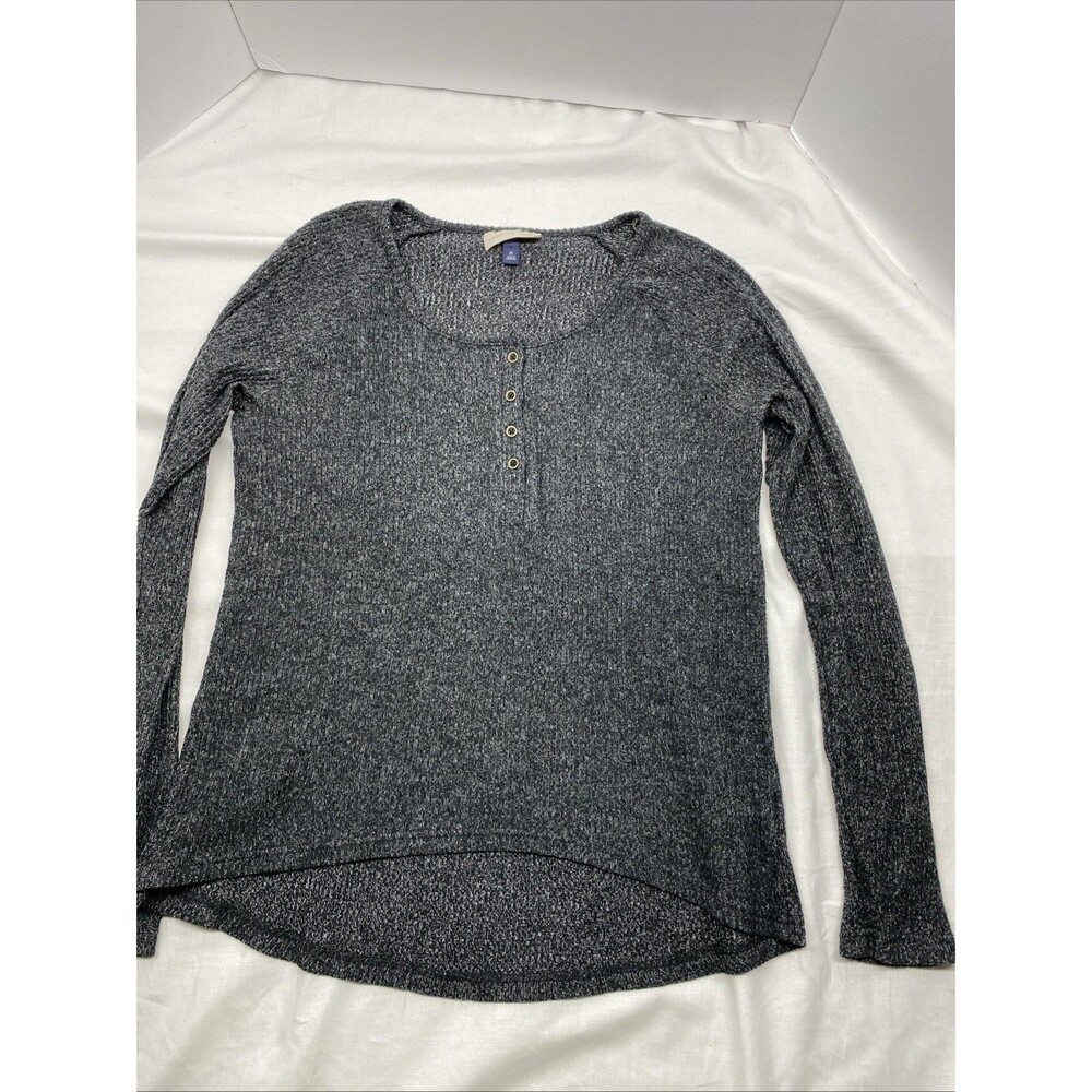 Universal Thread XS Gray Ribbed Henley Long Sleeve Top Twilightcore Indie Grunge